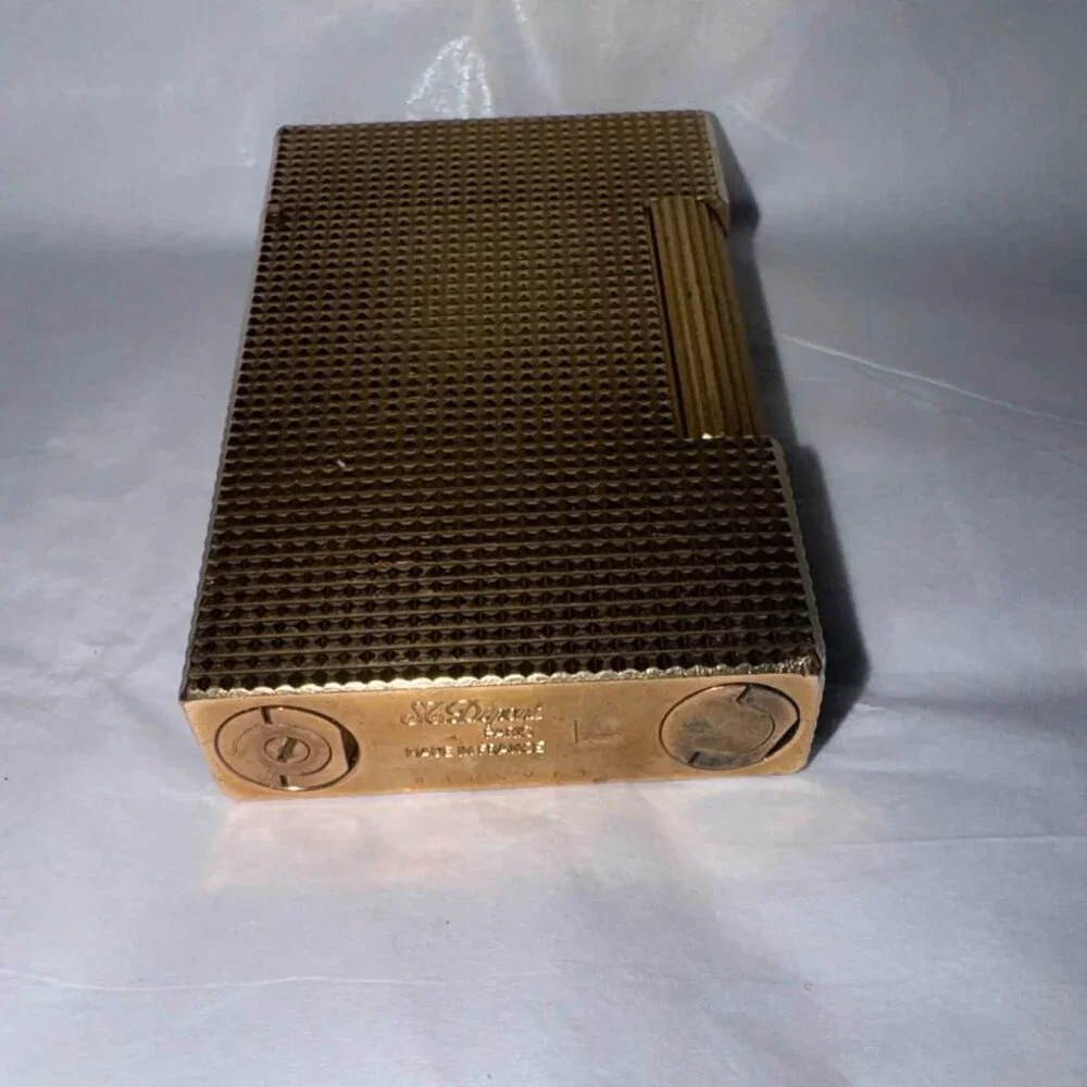 Authentic ST Dupont Vintage RARE Original French Gold Textured Lighter - Picture 7 of 11